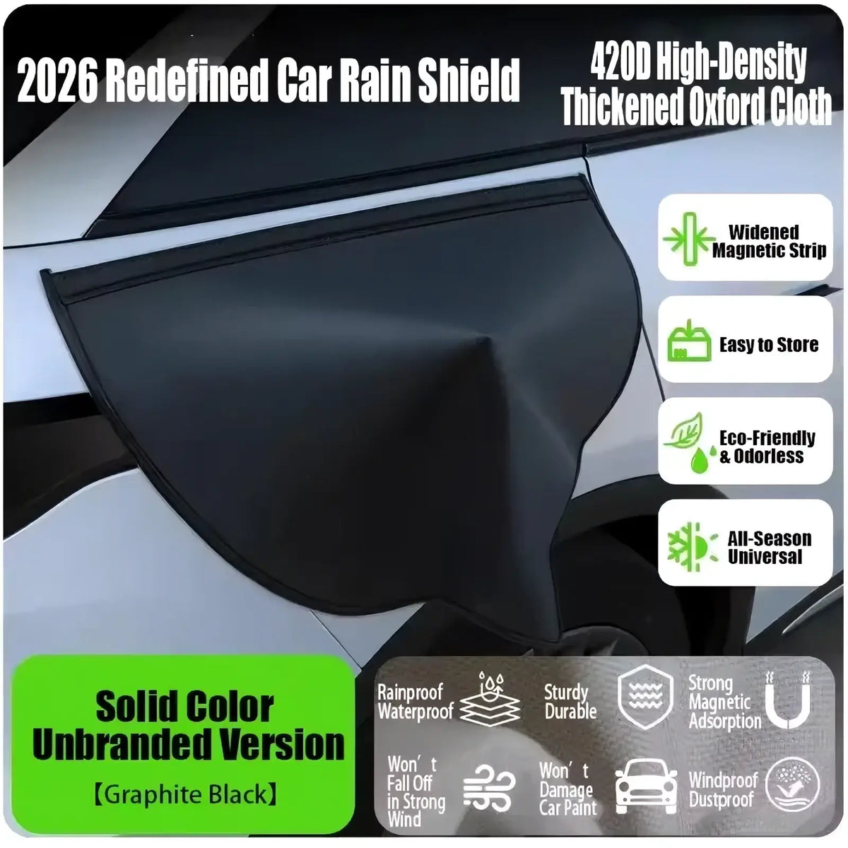 Graphite black 420d high-density thickened oxford cloth ev charger rain cover with magnetic waterproof port protector