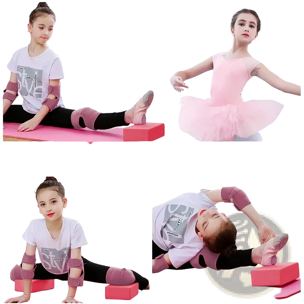 Pink eva foam yoga blocks set designed for fitness exercise and dance practice providing sturdy support
