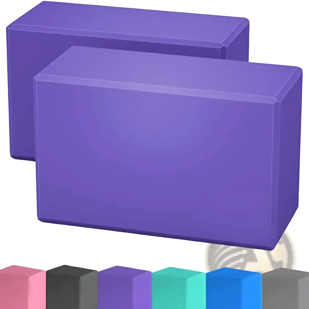 Purple eva foam yoga blocks with smooth matte finish and clean rectangular design for fitness exercises