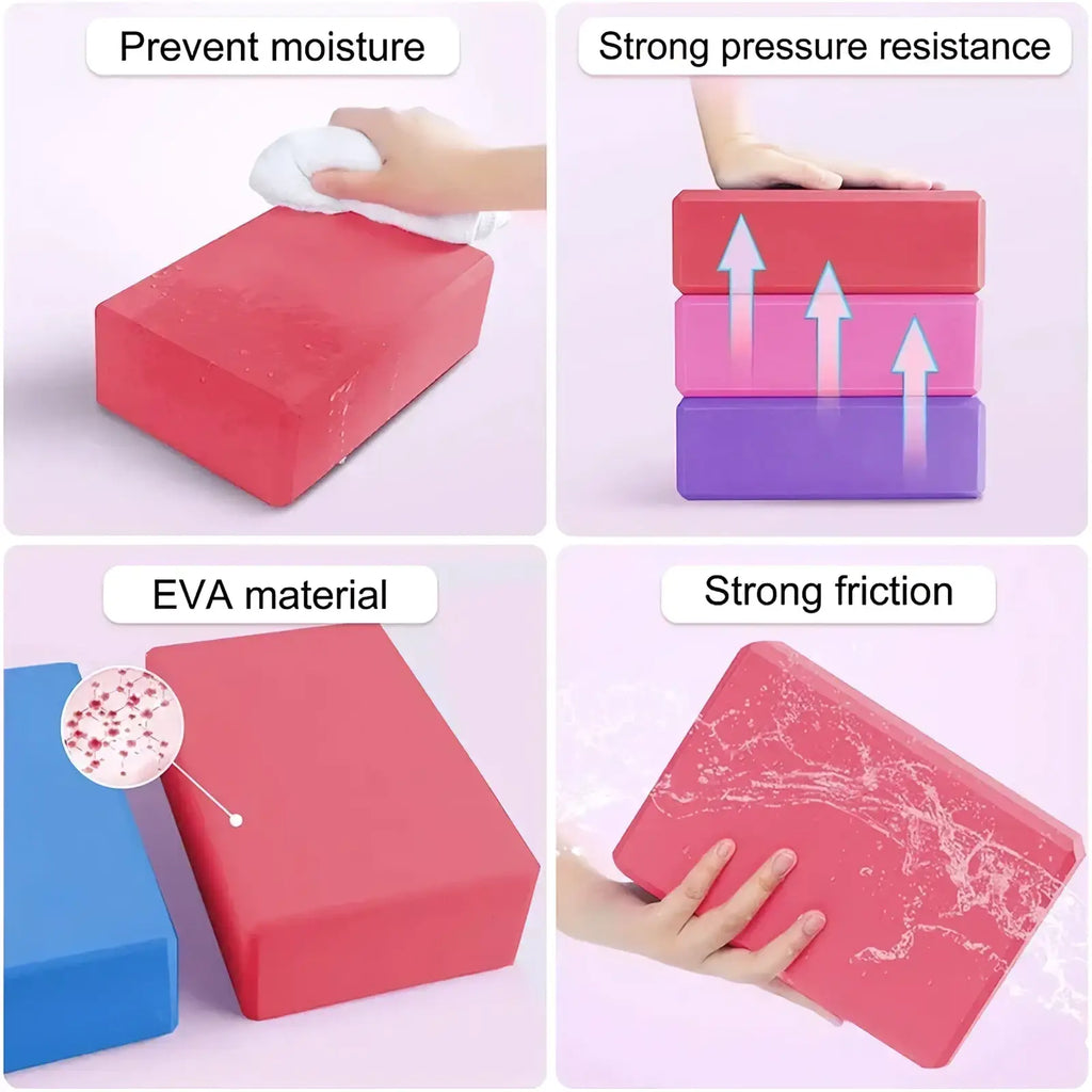 Red eva foam yoga block with moisture-resistant and pressure-resistant features for fitness exercise bricks set