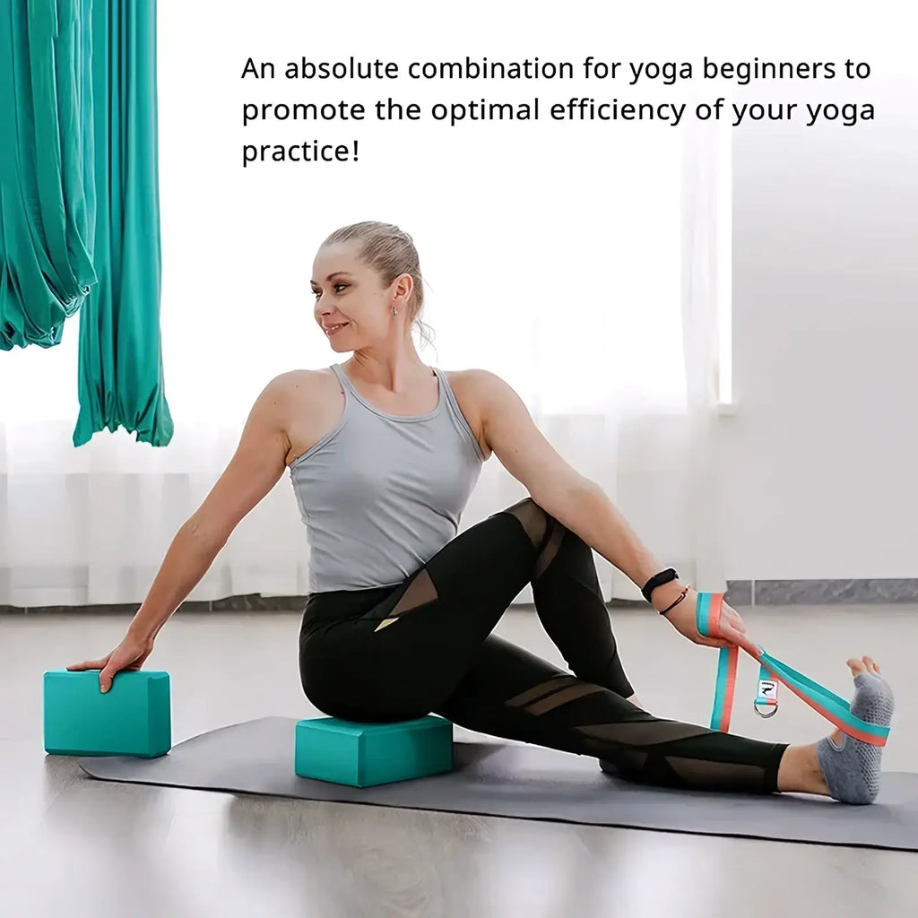 Teal eva foam yoga blocks set for fitness exercise featuring durable foam material and ergonomic design