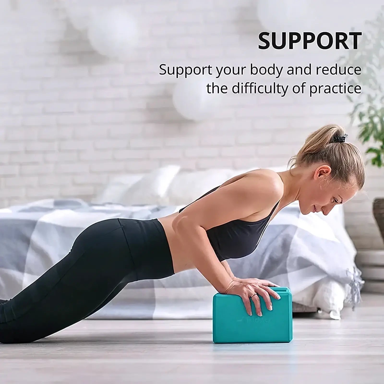 Teal eva foam yoga block designed for fitness exercise in a durable and lightweight eva foam material