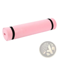 Eva non-slip portable yoga mat in pink with black elastic straps designed for fitness and exercise use