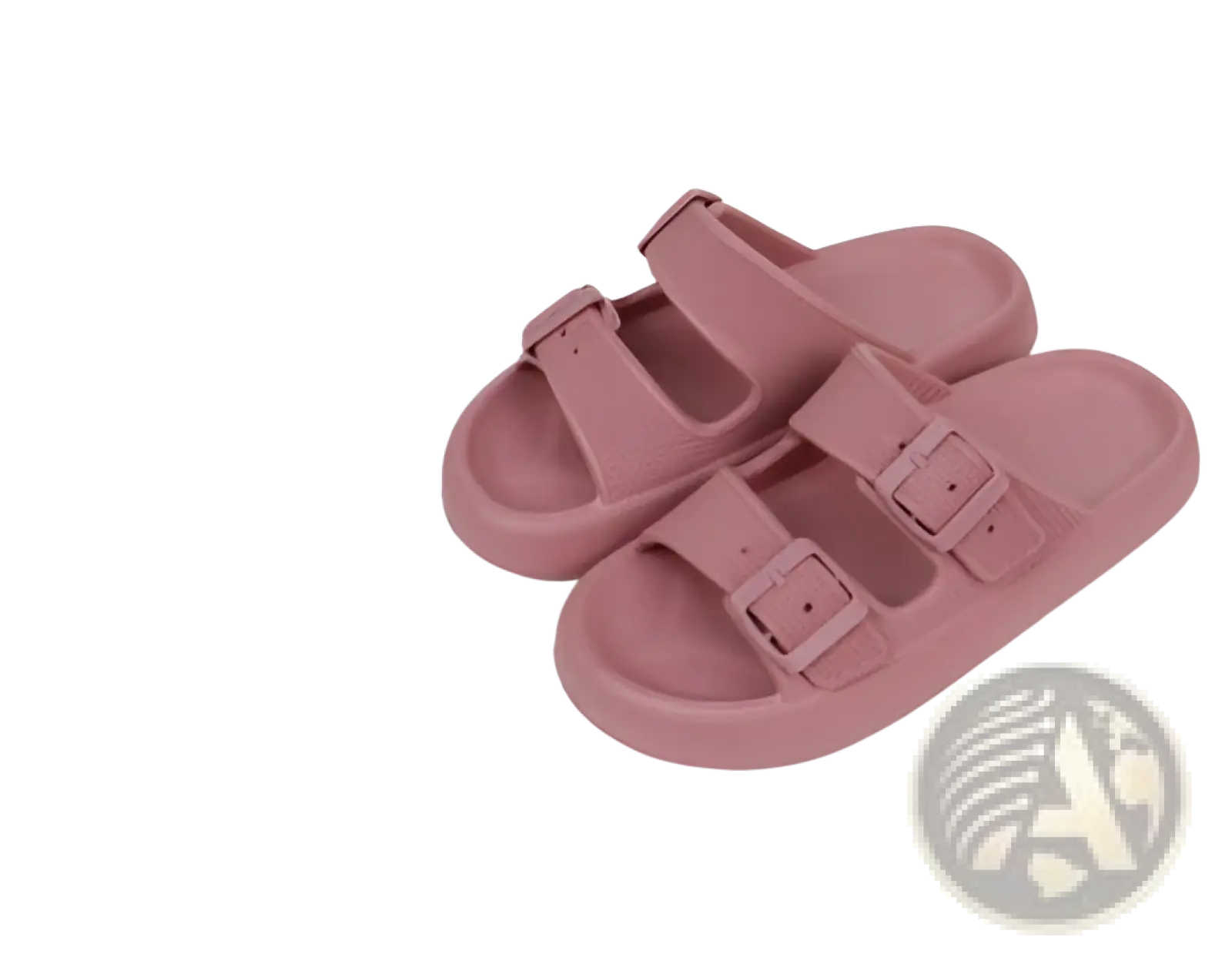 Pink eva platform buckle sandals with breathable thick sole and two adjustable buckle straps rubber slippers