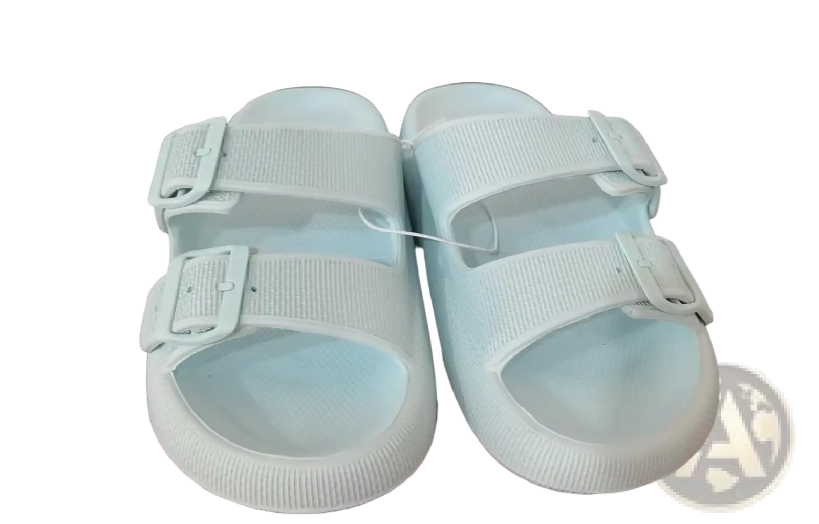 Light blue eva platform buckle sandals with two adjustable straps and breathable thick sole slippers