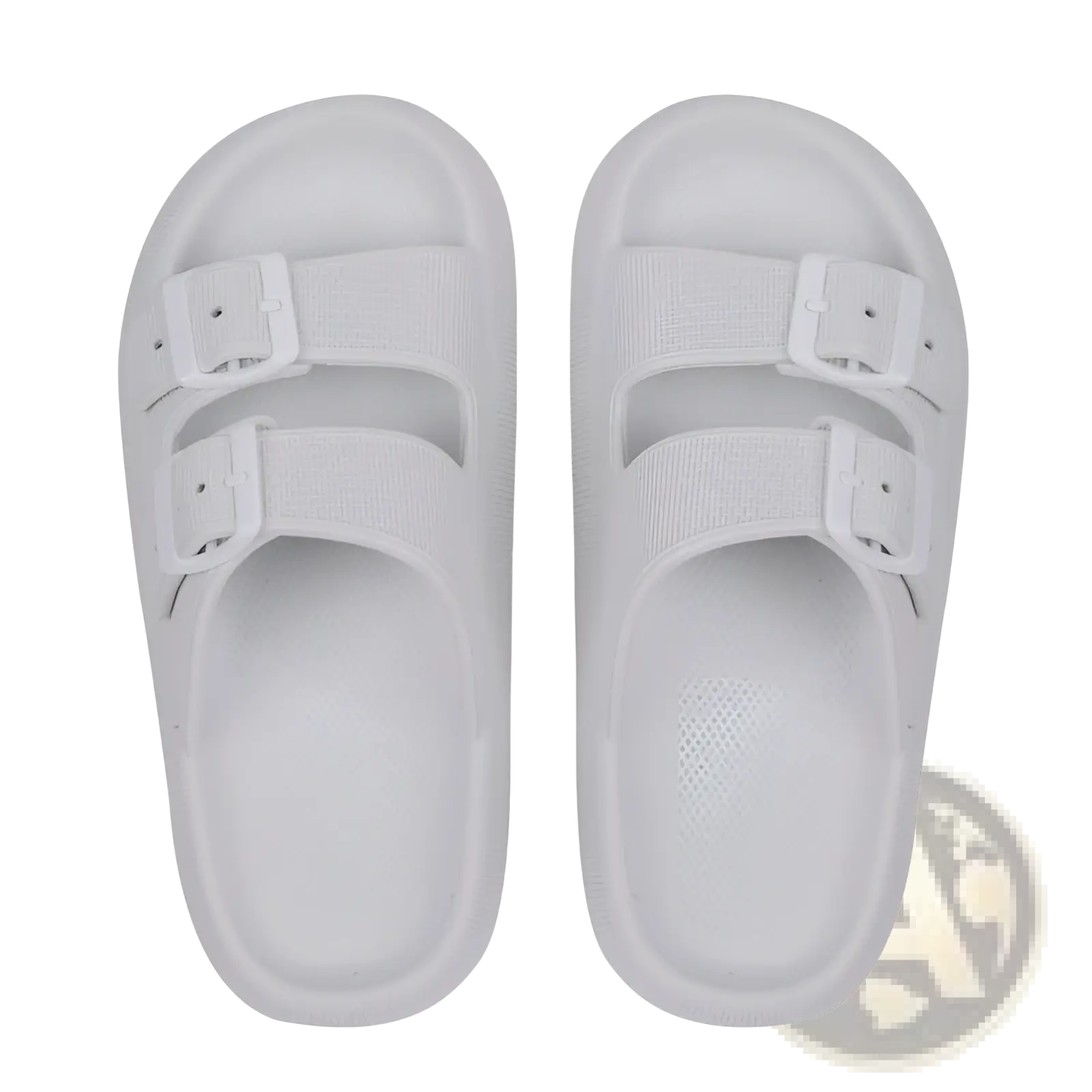 White eva platform sandals with adjustable buckle straps breathable thick sole slippers for comfortable wear