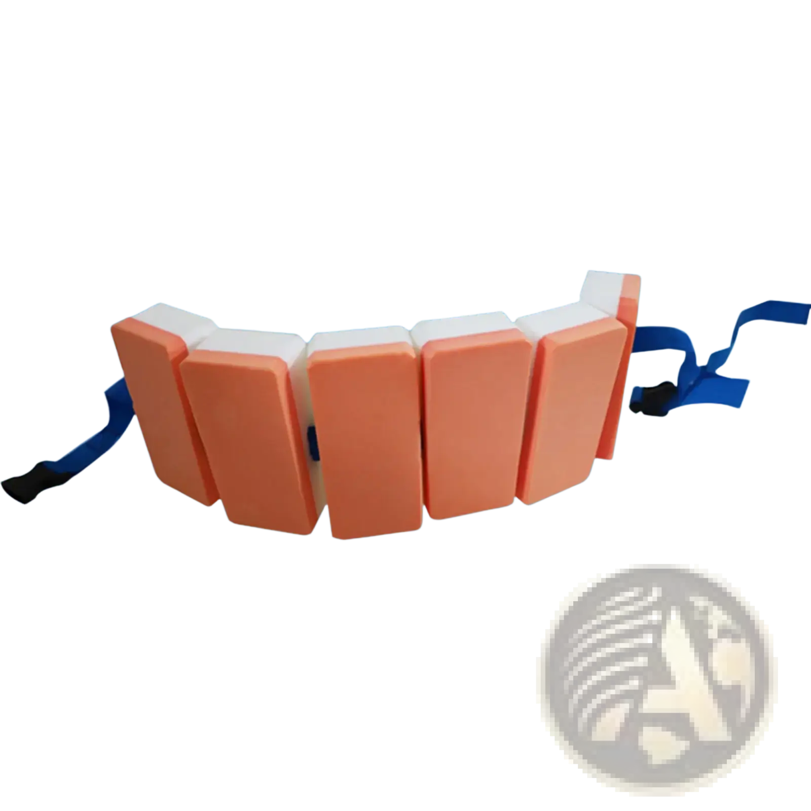 Eva swim belt floating back float for kids orange and white foam swim buoy with blue adjustable straps visible on back side