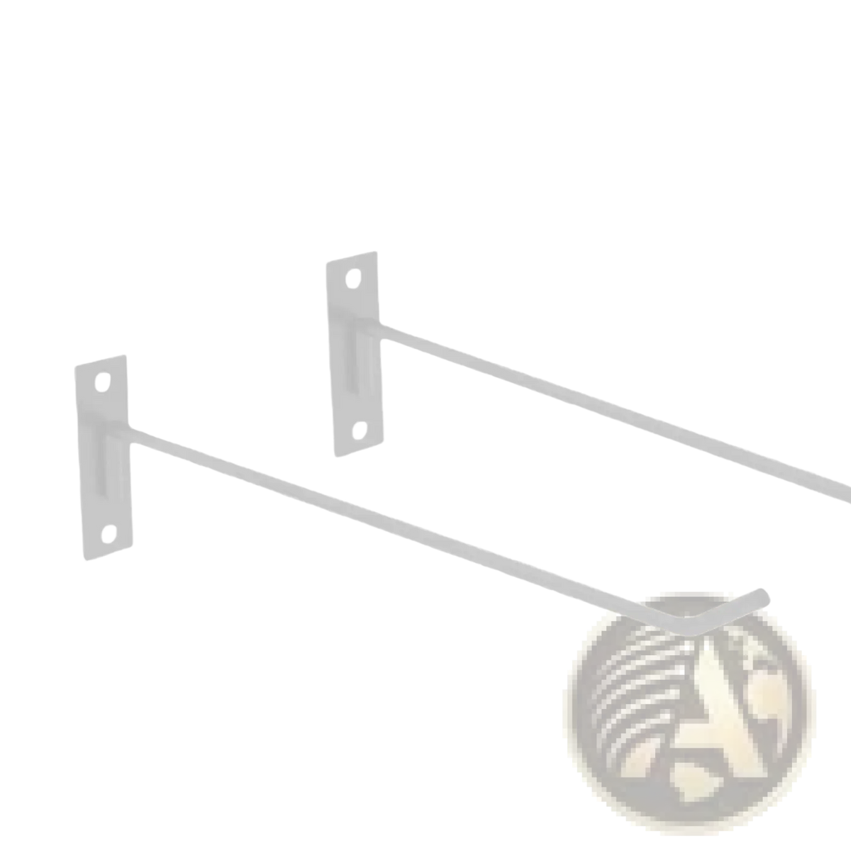 White metal exercise ball holder wall mount hooks with flat plates and curved ends 2 pack for organized storage