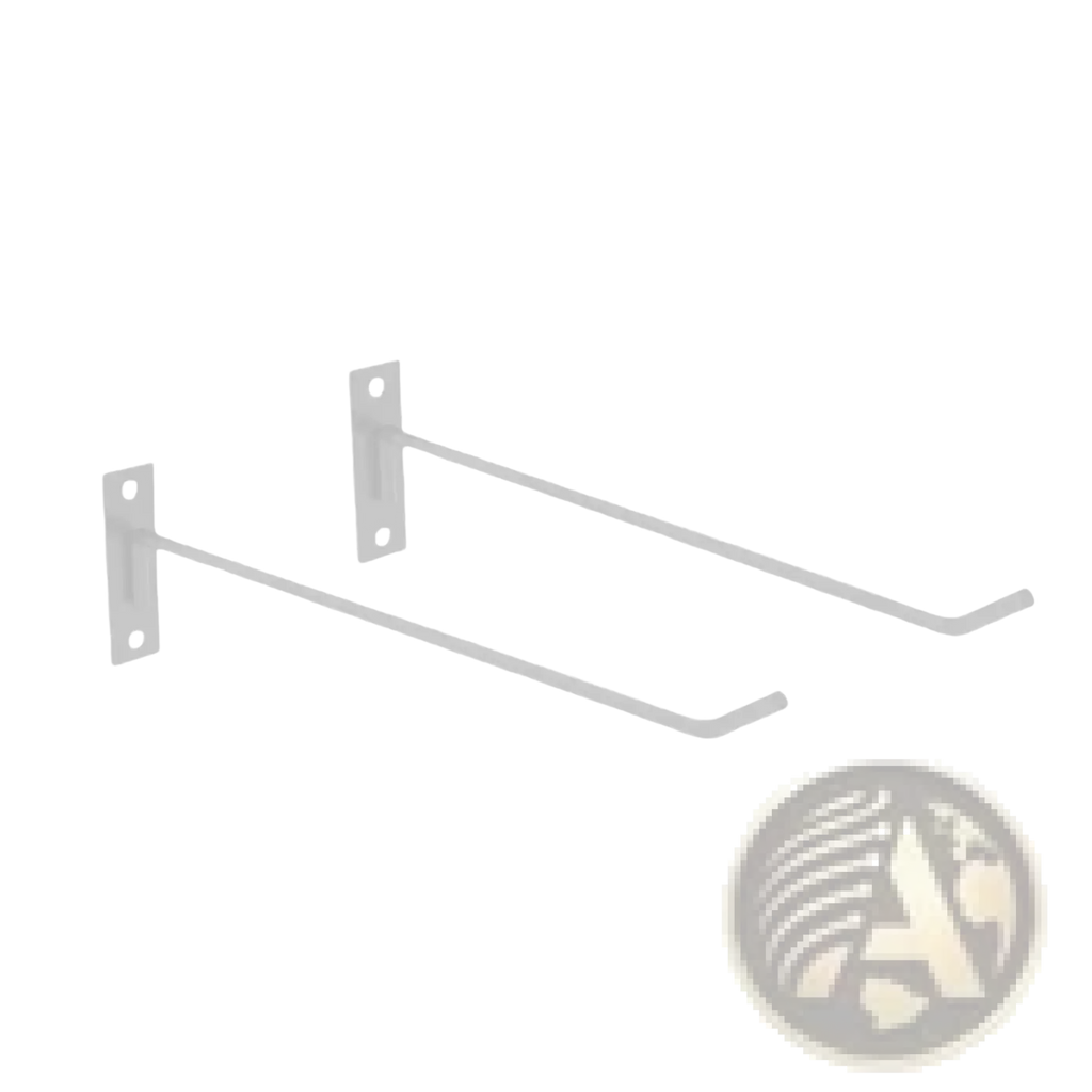 White metal exercise ball holder wall mounts with curved ends and flat plates 2 pack for secure storage