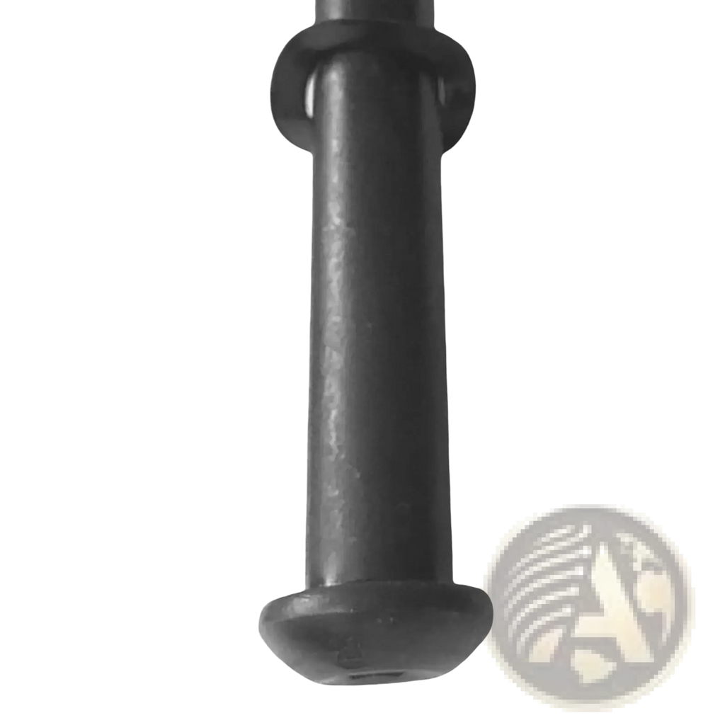 Black cylindrical exercise bike replacement bolt and adjustment knob with rounded base and circular ring near the top