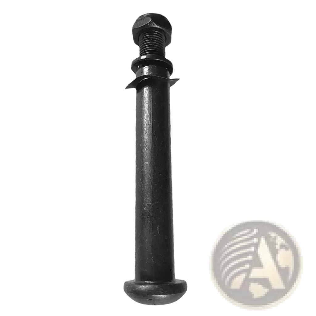 Black metal exercise bike replacement thru-axle bolt with hexagonal head and threaded shaft for adjustment knob use
