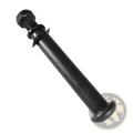 Black metal exercise bike replacement thru-axle bolt with hexagonal head and threaded shaft for adjustment and securing