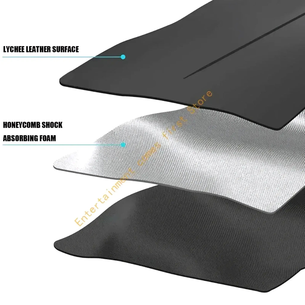 Black lychee leather surface with silver honeycomb foam backing of exercise equipment mat set 2 pcs pvc floor protection