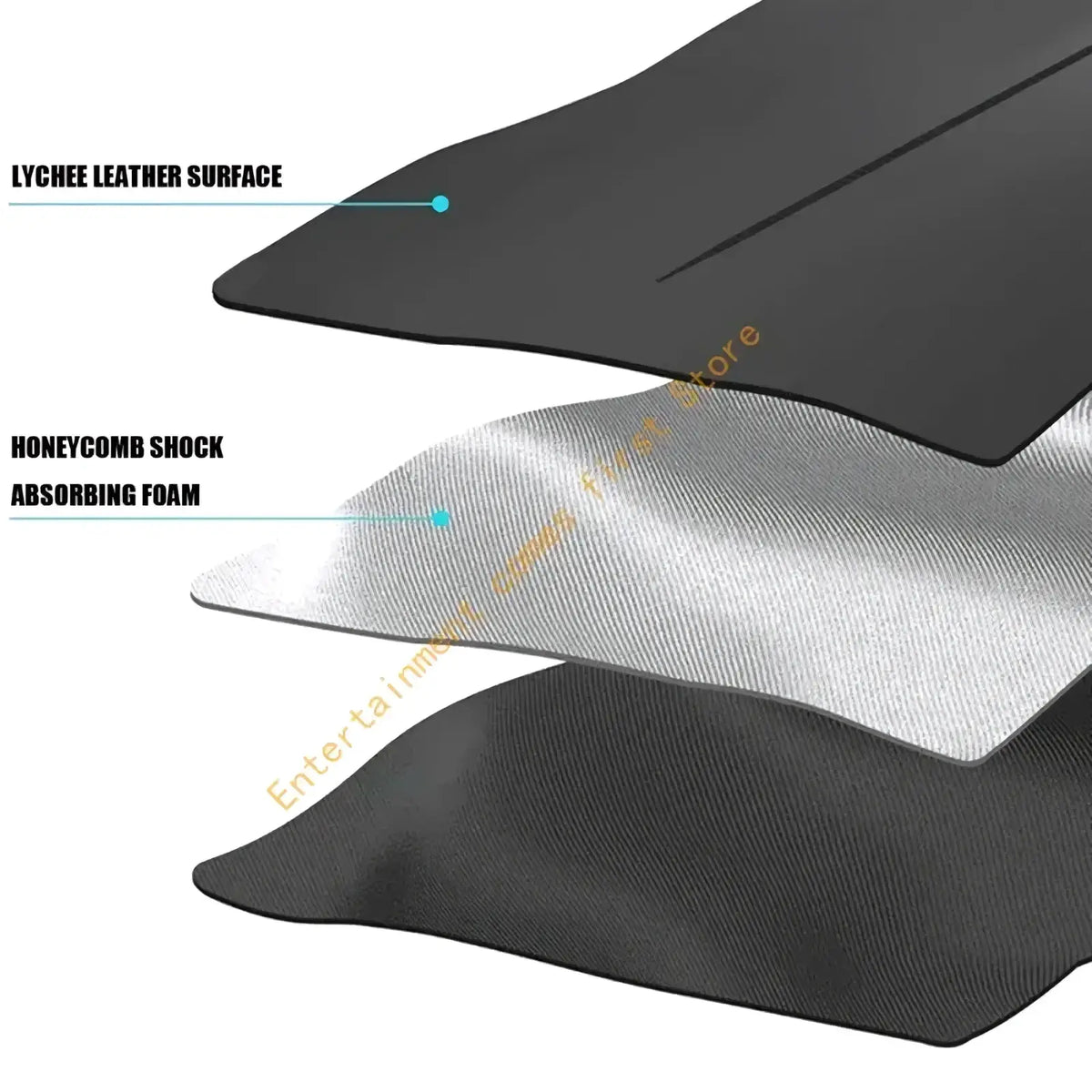 Black lychee leather surface with silver honeycomb foam backing of exercise equipment mat set 2 pcs pvc floor protection
