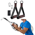 Exercise handles for resistance bands and cable machines with black and red textured grip designed for home or gym use
