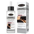 Clear glass bottle with black dropper cap and white mejisoo label containing exfoliating liquid skin oil control 80ml