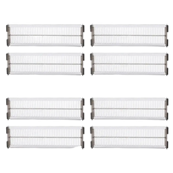 Clear plastic storage bins with black metal frames and vertical slats in expandable clear plastic drawer dividers organizer