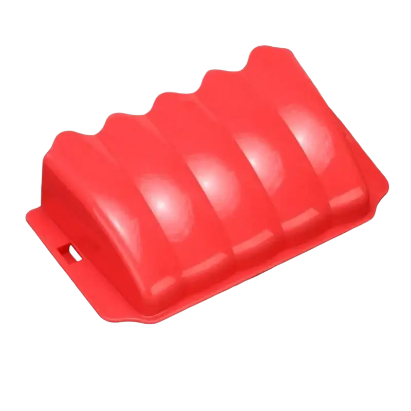 Bright red silicone external rabbit hay feeder food rack with wavy segmented design for easy feeding