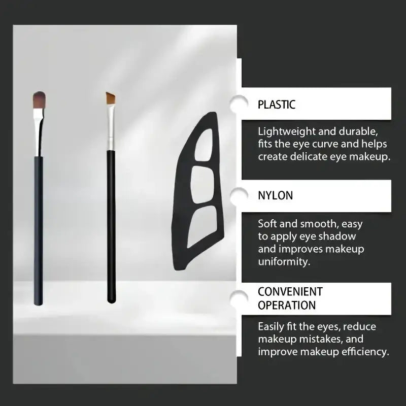 Black plastic and nylon eye makeup brush set with angled and flat bristles for precise application in eye makeup kit
