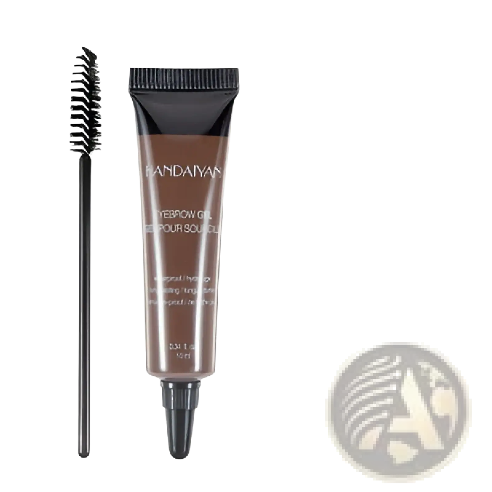 Chocolate-colored eyebrow henna gel waterproof liquid tint tattoo kit in sleek black tube with matching brush labeled 3# chocolate