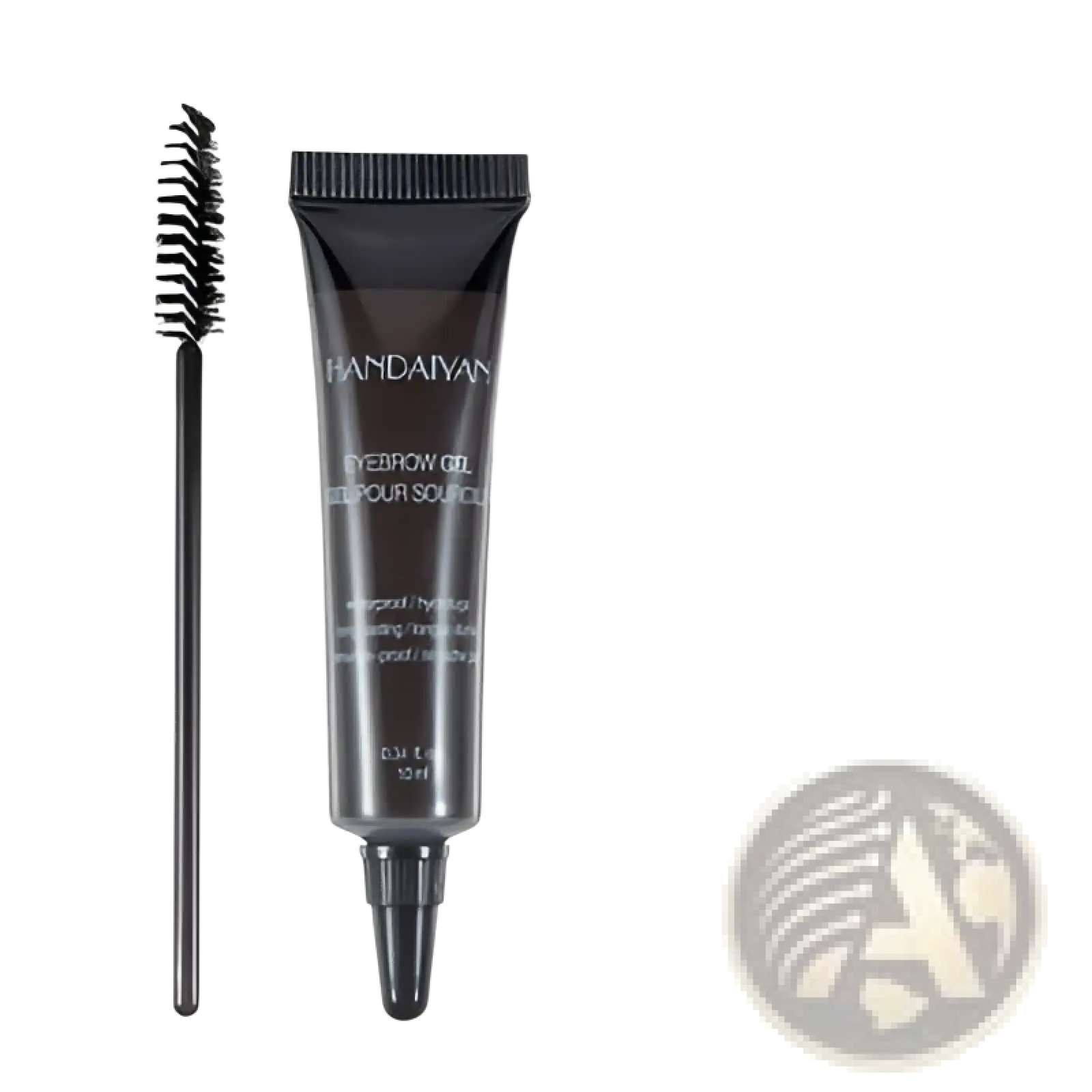 Black tube of handaiyan eyebrow henna gel waterproof liquid tint tattoo kit in espresso shade with matching spoolie brush
