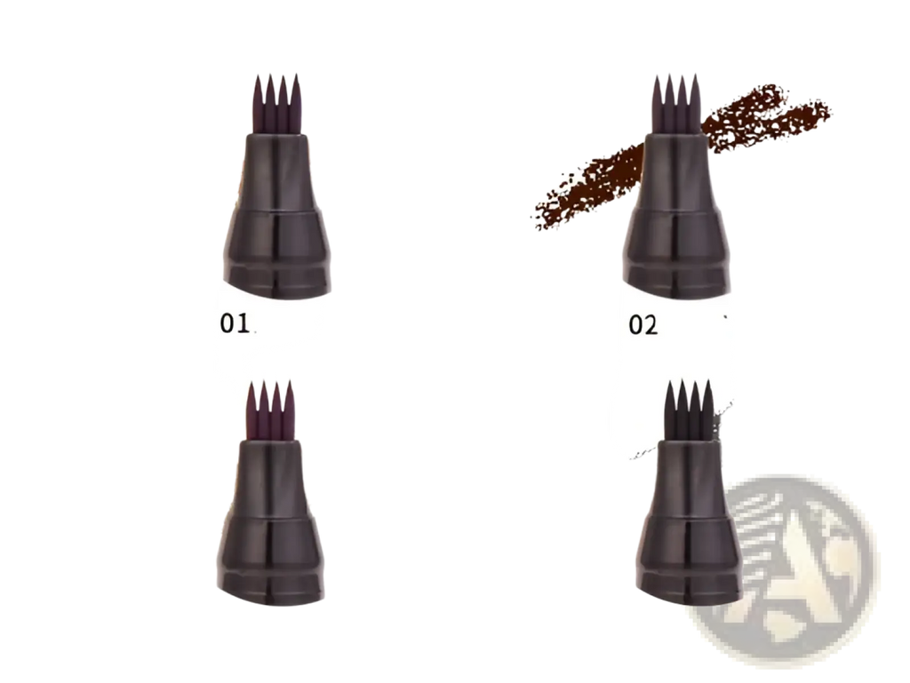 Black eyebrow pencil waterproof long lasting 4 claw pen with four pigment swatches in brown and black shades