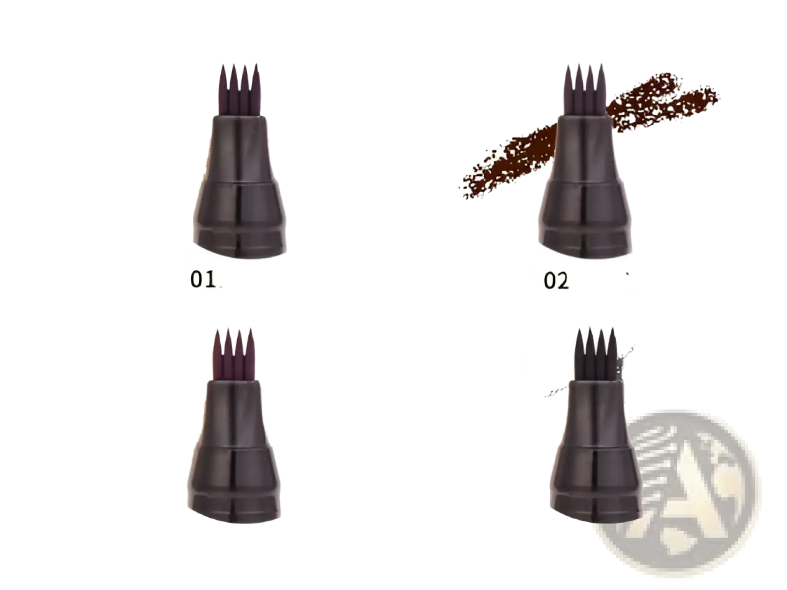 Black eyebrow pencil waterproof long lasting 4 claw pen with four pigment swatches in brown and black shades
