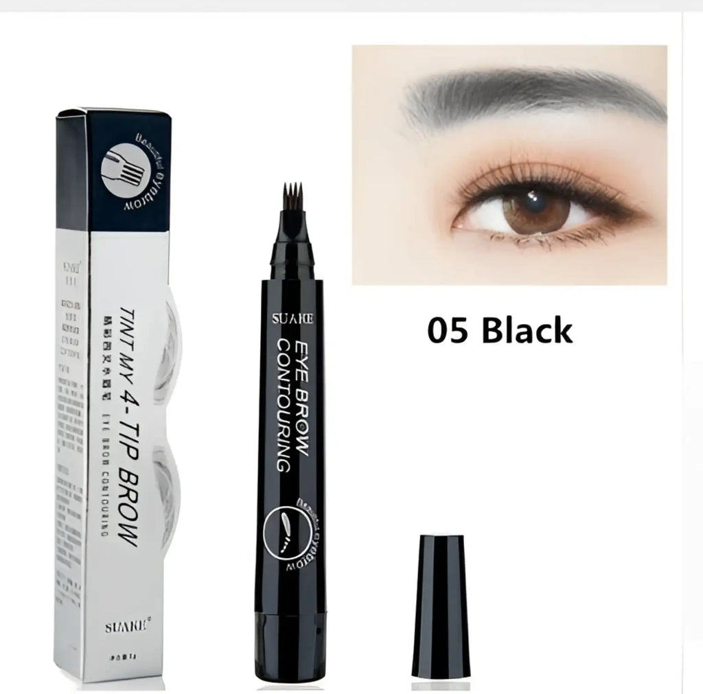 Black square eyebrow pencil waterproof long lasting 4 claw pen with fine angled tip for precise contouring application