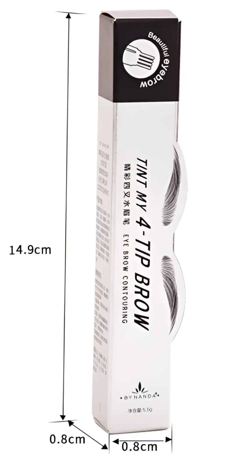 A sleek white and black by nanda tint my 4-tip brow waterproof long lasting eyebrow pencil with minimalist design
