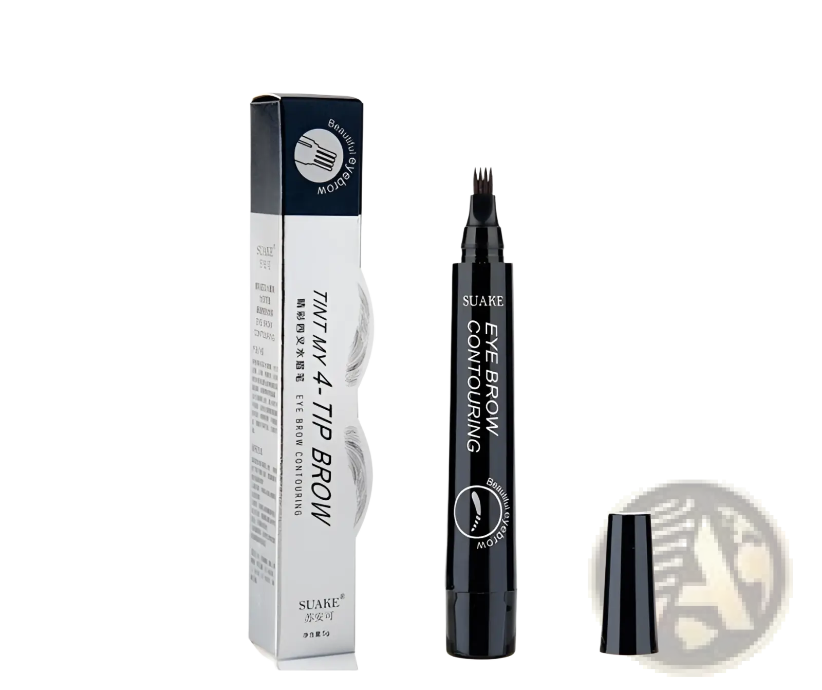 Black suake eyebrow pencil waterproof long lasting with fine multi-pronged tip for precise contouring application