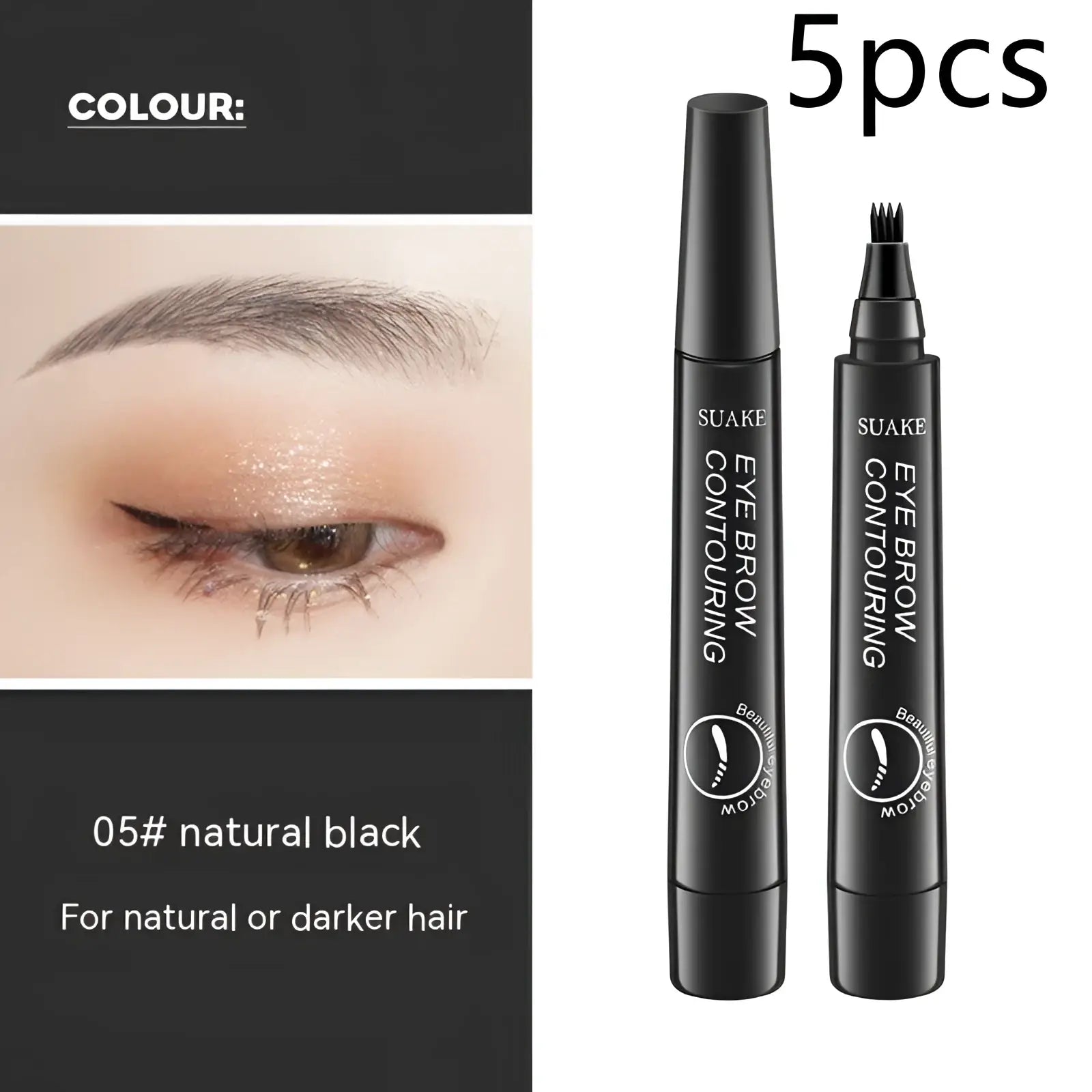 Black suake eyebrow contouring pen with fine brush tip for natural black color waterproof and long lasting use