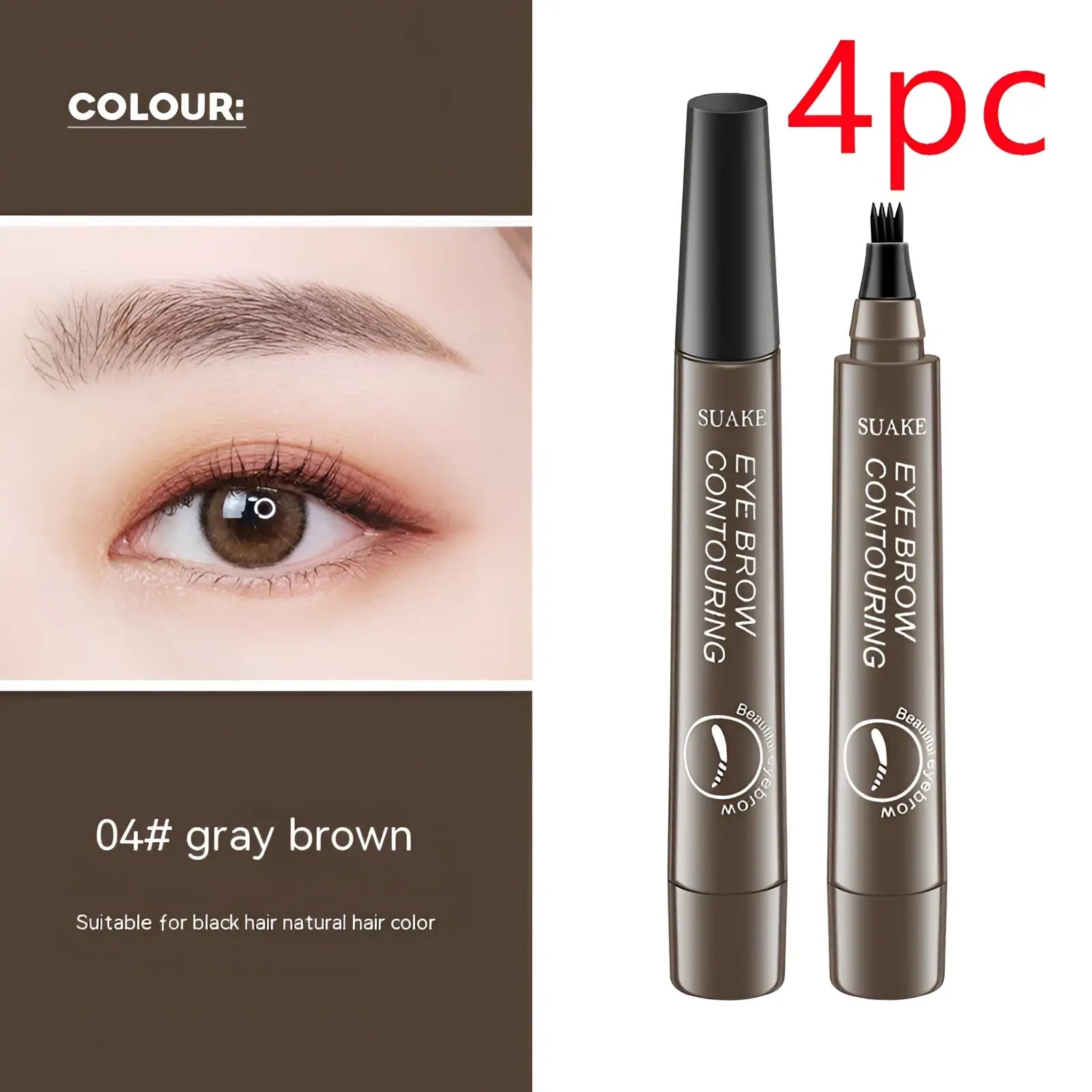 Gray brown suake eyebrow pencil waterproof long lasting with four claw pen contouring set for precise shaping