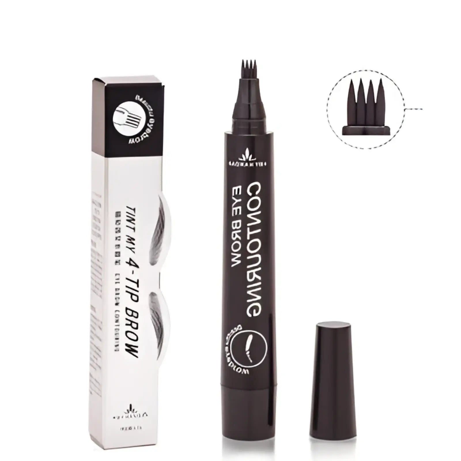 Black eyebrow pencil waterproof long lasting with a fine multi tipped applicator and sleek cylindrical body