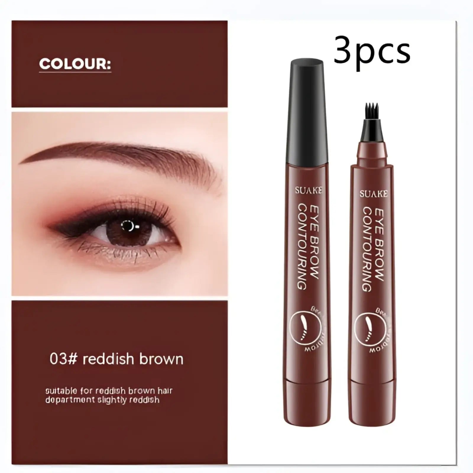 Set of two brown suake eyebrow pencil waterproof long lasting 4 claw pens with fine-tipped applicators for precise contouring