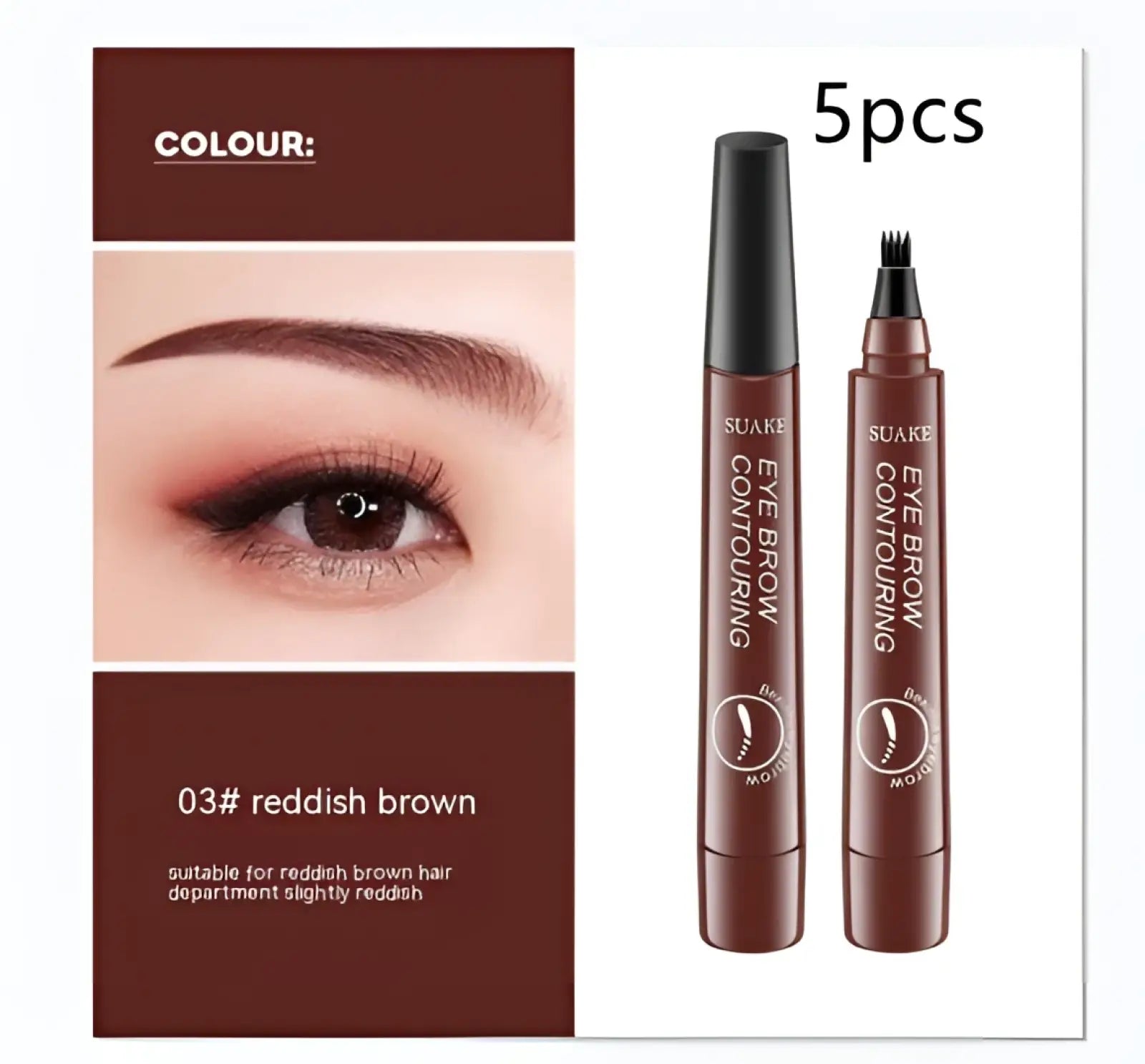 Reddish brown suake eyebrow pencil set of 5 waterproof long lasting 4 claw contouring pens for precise shaping
