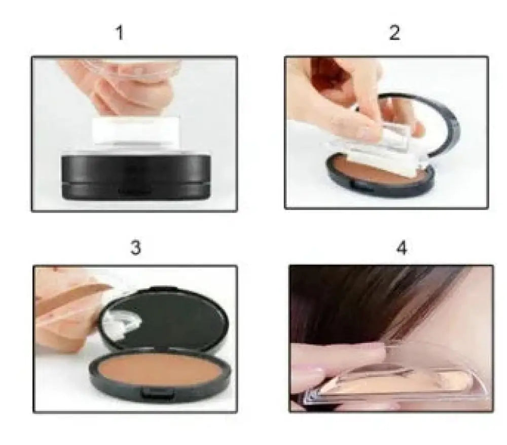 Black compact powder case with beige pressed powder for professional waterproof eyebrow stamp and stencil kit use