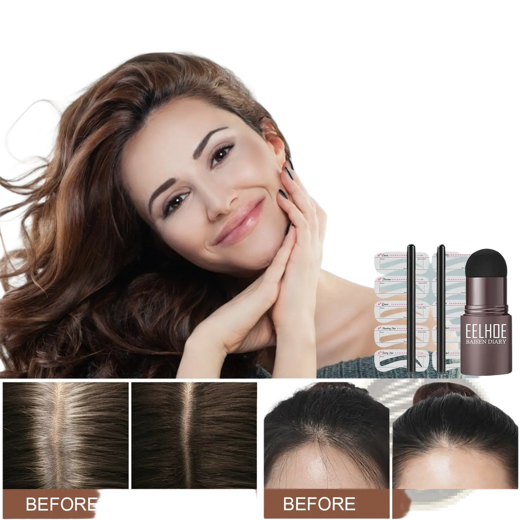 A sleek matte brown eyebrow pencil with a black cap from eelhoe included in eyebrow powder stencil kit with stamp