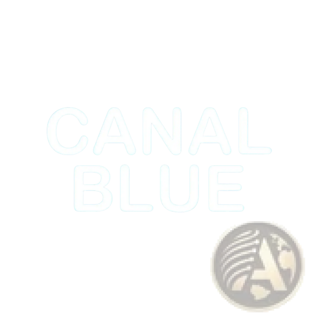 The canal blue logo in bold white lettering on light blue background for eyelash wall stickers Nordic girl decor