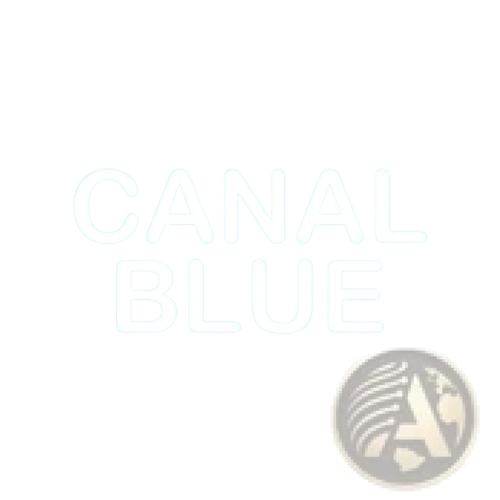 The canal blue logo in bold white lettering on light blue background for eyelash wall stickers Nordic girl decor