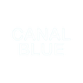 The canal blue logo in bold white lettering on light blue background for eyelash wall stickers Nordic girl decor