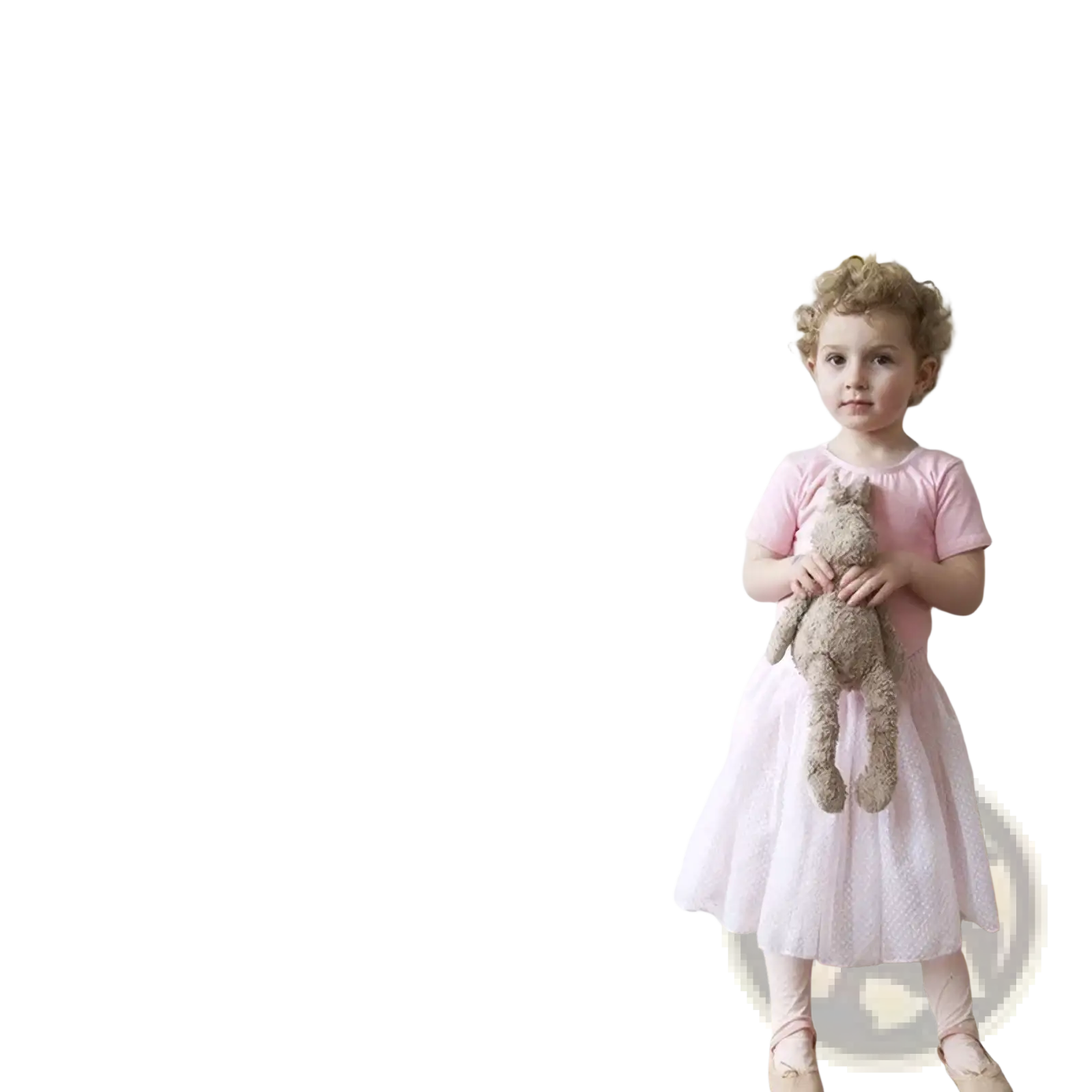A young girl beside black eyelash wall stickers in a pink dress showcasing Nordic girl bedroom decor