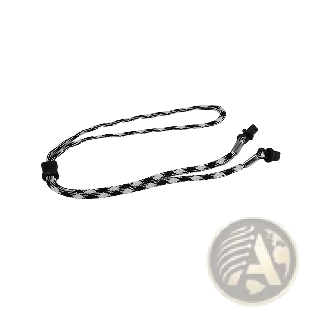 Black and white braided non-slip sports eyewear strap with adjustable ends in a 10 pack cord set