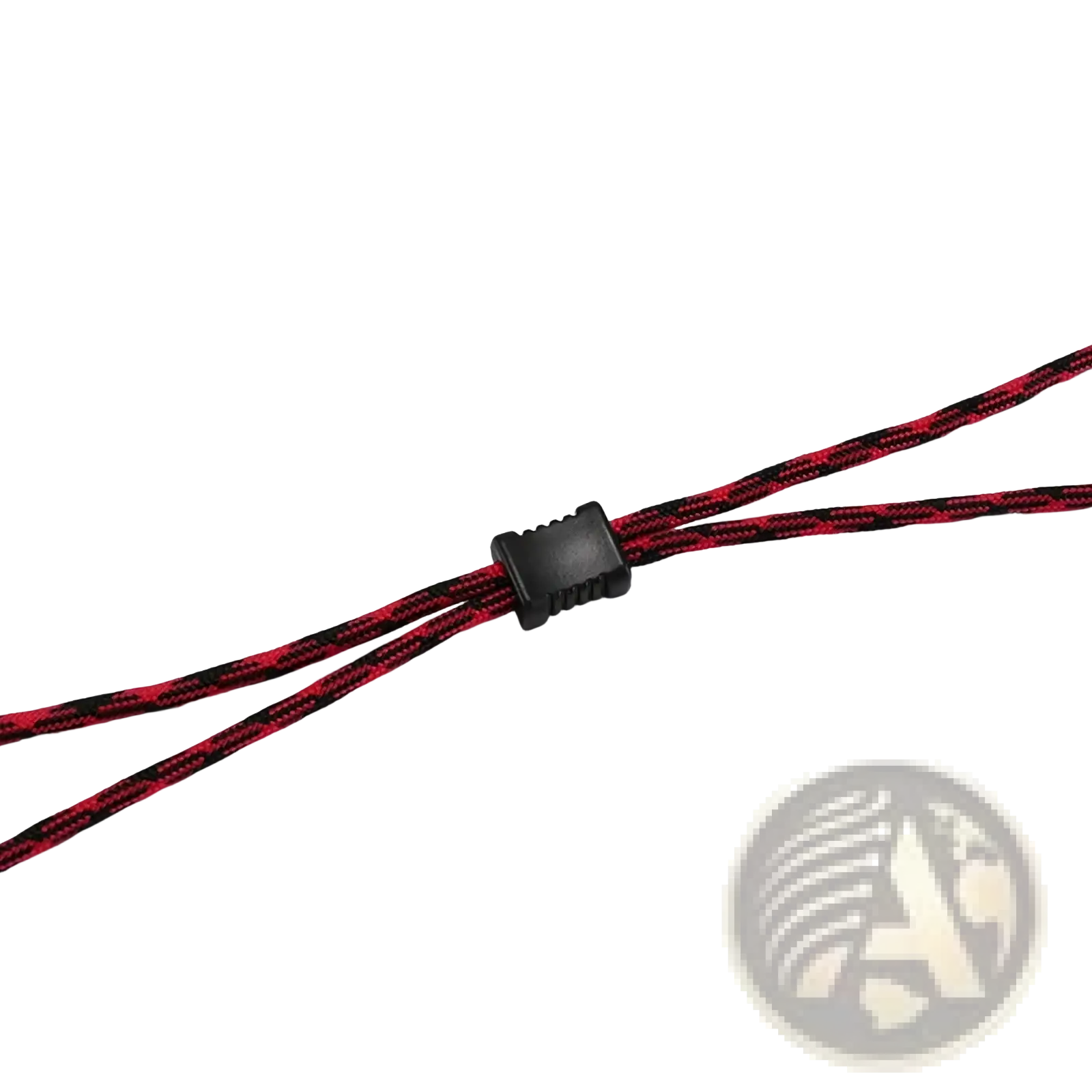 Eyewear strap 10 pack non-slip sports cord featuring red and black braided cord with black plastic toggle clasp