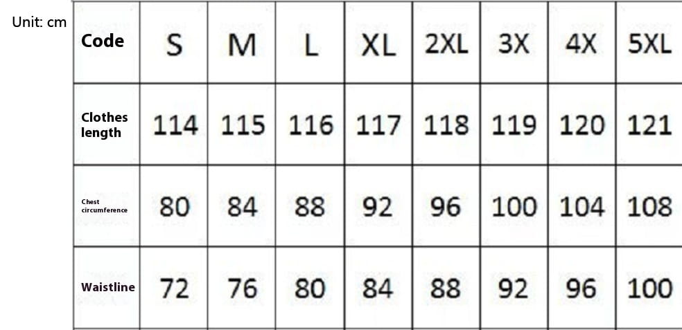 Size chart for a floral print smocked tiered midi dress with square neckline displaying measurements in centimeters for sizes s through 5xl.