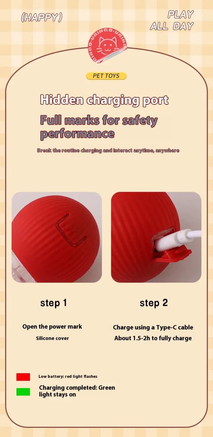 Interactive Cat Toy Ball Automatic Moving Roller Toy