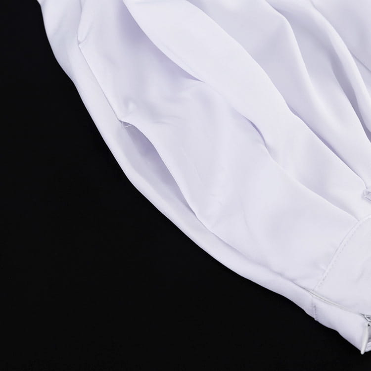 white high waisted balloon jogger pants made of soft white fabric with gentle folds and a clean hemline