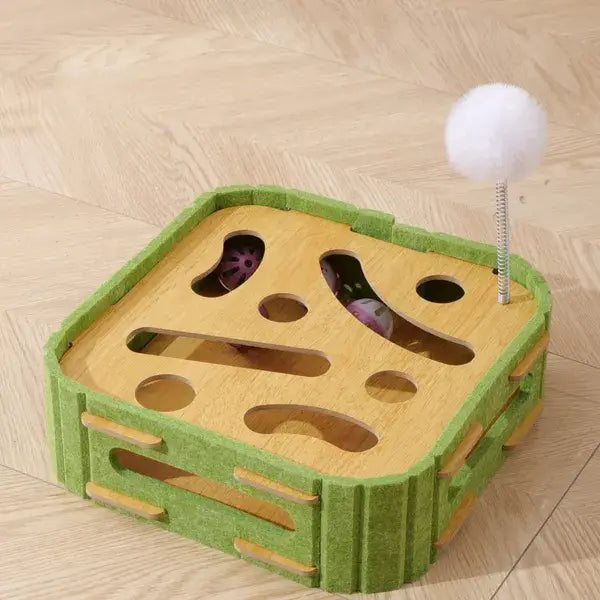 Cat Scratcher Toy with Interactive Balls 30cm Green