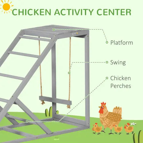 Chicken Toy Swing Set with Perch and Hen Ladder Grey