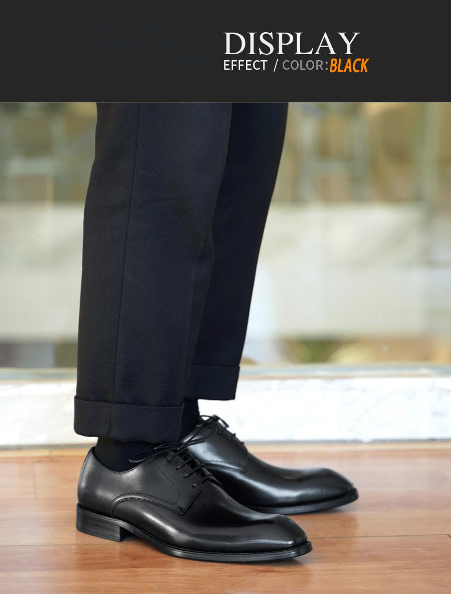 Men’s vintage square toe black leather lace-up dress shoes with polished finish and classic oxford design.