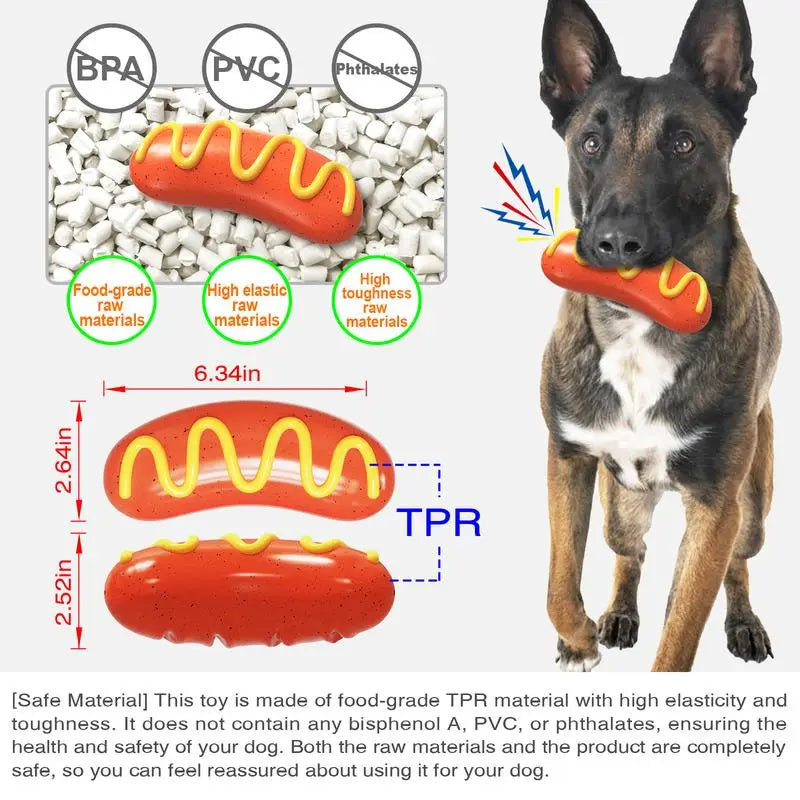 Jouet à mâcher indestructible pour chien, caoutchouc avec bruit de sifflement, nettoie-dents
